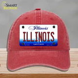 Illinois Land of Lincoln Novelty License Plate Hat Unconstructed Cotton / Red