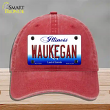 Waukegan Illinois Novelty License Plate Hat Unconstructed Cotton / Red