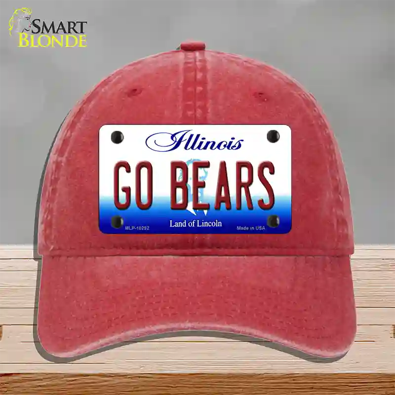 Go Bears Illinois Novelty License Plate Hat Unconstructed Cotton / Red