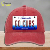 Go Cubs Illinois Novelty License Plate Hat Unconstructed Cotton / Red