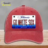 Go White Sox Illinois Novelty License Plate Hat Unconstructed Cotton / Red