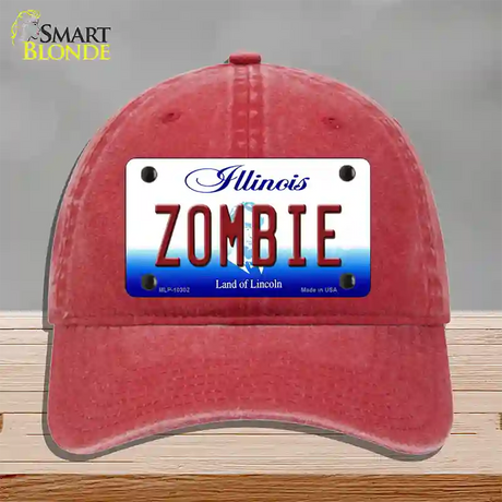 Zombie Illinois Novelty License Plate Hat Unconstructed Cotton / Red