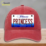 Princess Illinois Novelty License Plate Hat Unconstructed Cotton / Red