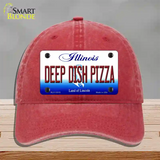 Deep Dish Pizza Illinois Novelty License Plate Hat Unconstructed Cotton / Red