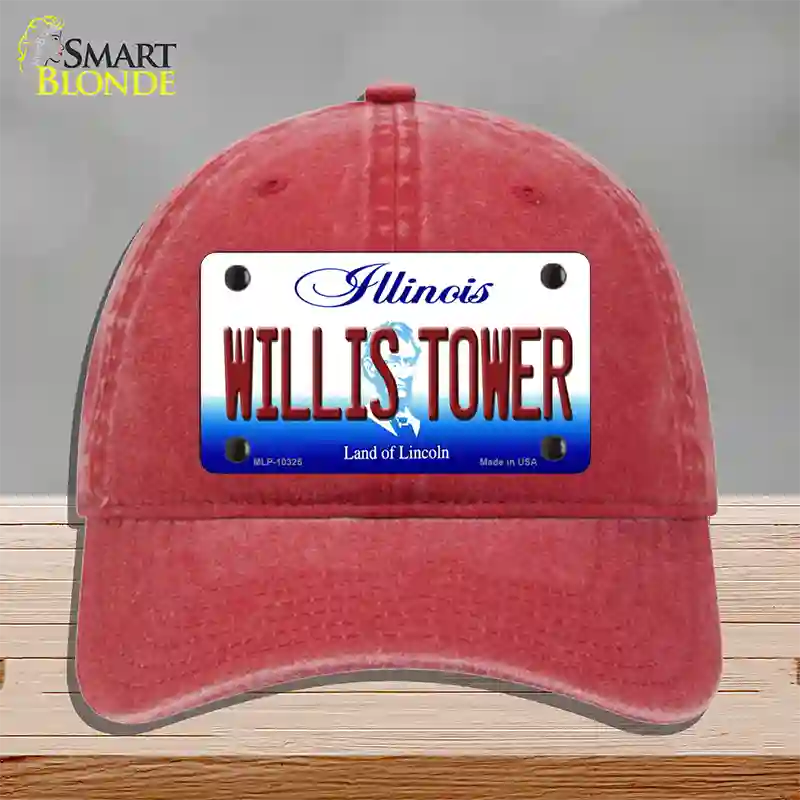 Willis Tower Illinois Novelty License Plate Hat Unconstructed Cotton / Red