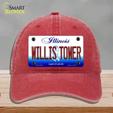 Willis Tower Illinois Novelty License Plate Hat Unconstructed Cotton / Red