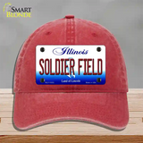 Soldier Field Illinois Novelty License Plate Hat Unconstructed Cotton / Red