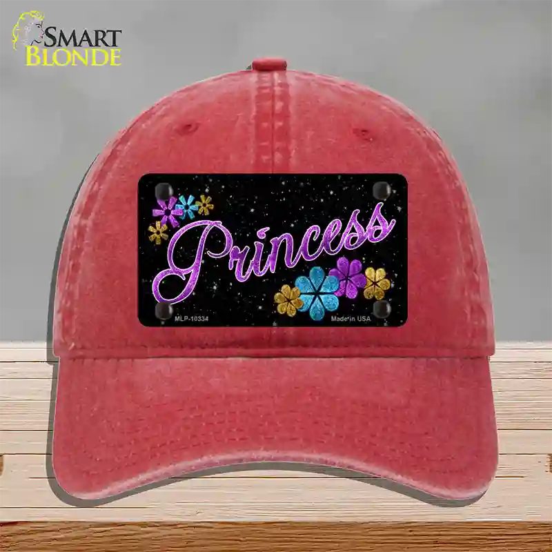 Princess Glitter Novelty License Plate Hat Unconstructed Cotton / Red