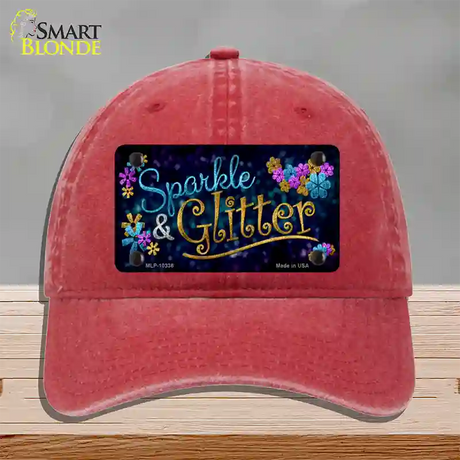 Sparkle And Glitter Novelty License Plate Hat Unconstructed Cotton / Red