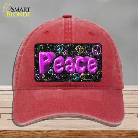 Peace Novelty License Plate Hat Unconstructed Cotton / Red