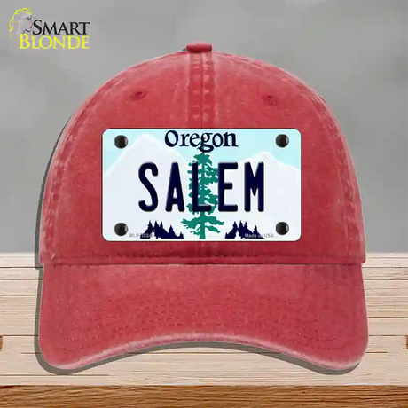 Salem Oregon Novelty License Plate Hat Unconstructed Cotton / Red