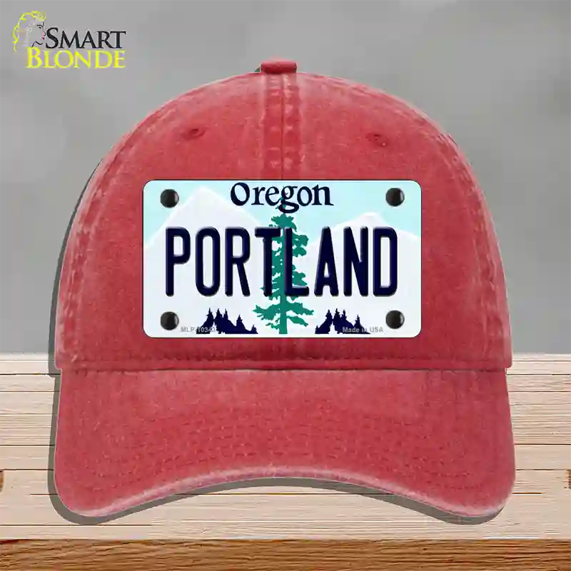 Portland Oregon Novelty License Plate Hat Unconstructed Cotton / Red