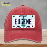 Eugene Oregon Novelty License Plate Hat Unconstructed Cotton / Red