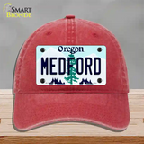 Medford Oregon Novelty License Plate Hat Unconstructed Cotton / Red