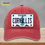 Corvallis Oregon Novelty License Plate Hat Unconstructed Cotton / Red