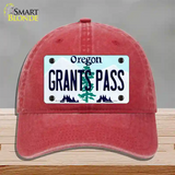 Grants Pass Oregon Novelty License Plate Hat Unconstructed Cotton / Red