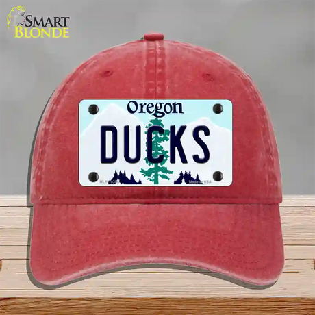 Ducks Oregon Novelty License Plate Hat Unconstructed Cotton / Red