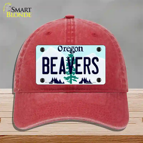 Beavers Oregon Novelty License Plate Hat Unconstructed Cotton / Red