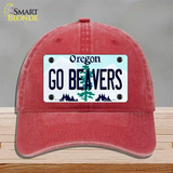 Go Beavers Oregon Novelty License Plate Hat Unconstructed Cotton / Red