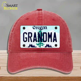 Grandma Oregon Novelty License Plate Hat Unconstructed Cotton / Red