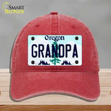 Grandpa Oregon Novelty License Plate Hat Unconstructed Cotton / Red