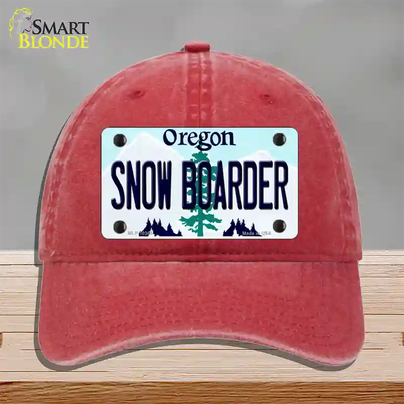 Snow Boarder Oregon Novelty License Plate Hat Unconstructed Cotton / Red