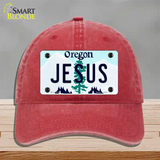 Jesus Oregon Novelty License Plate Hat Unconstructed Cotton / Red