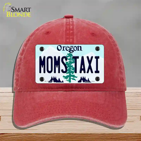 Moms Taxi Oregon Novelty License Plate Hat Unconstructed Cotton / Red