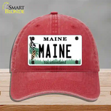 Maine Vacationland Novelty License Plate Hat Unconstructed Cotton / Red