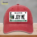 N Joy ME Maine Novelty License Plate Hat Unconstructed Cotton / Red