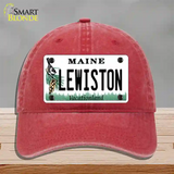 Lewiston Maine Novelty License Plate Hat Unconstructed Cotton / Red