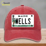 Wells Maine Novelty License Plate Hat Unconstructed Cotton / Red