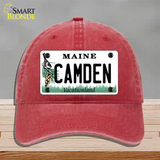 Camden Maine Novelty License Plate Hat Unconstructed Cotton / Red