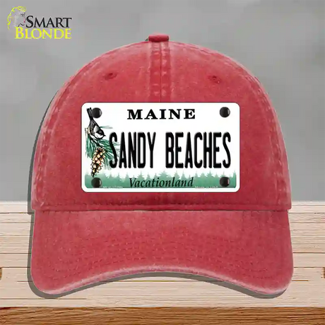 Sandy Beaches Maine Novelty License Plate Hat Unconstructed Cotton / Red