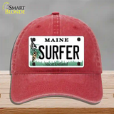 Surfer Maine Novelty License Plate Hat Unconstructed Cotton / Red