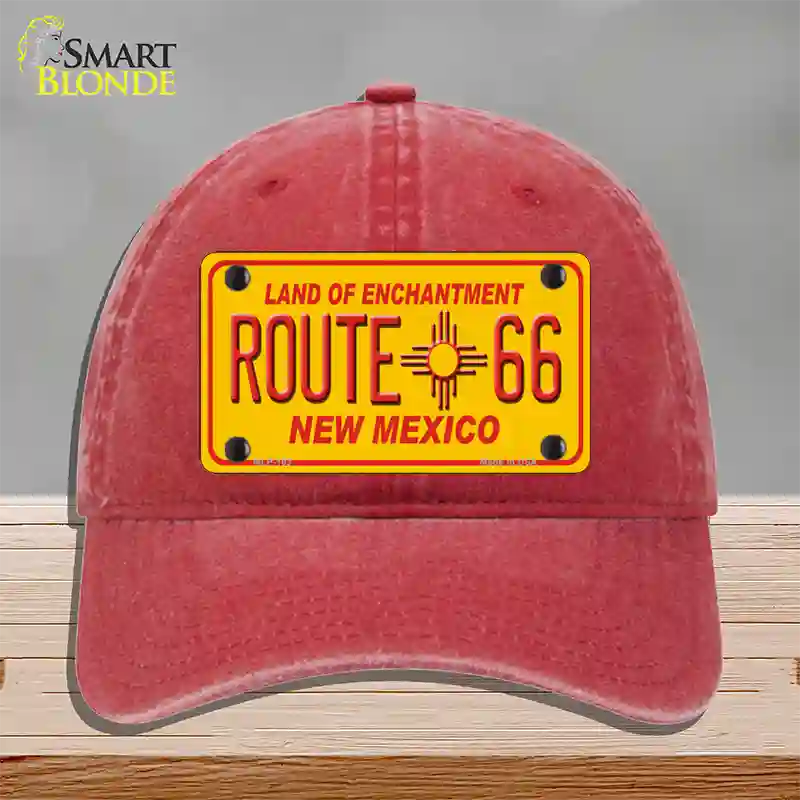 Route 66 New Mexico Novelty License Plate Hat Unconstructed Cotton / Red