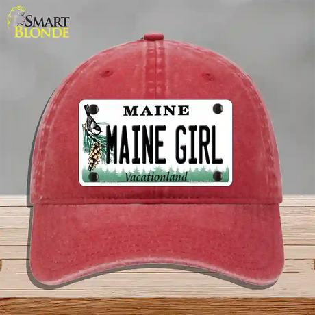 Maine Girl Novelty License Plate Hat Unconstructed Cotton / Red