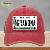 Grandma Maine Novelty License Plate Hat Unconstructed Cotton / Red