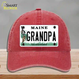 Grandpa Maine Novelty License Plate Hat Unconstructed Cotton / Red