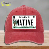 Native Maine Novelty License Plate Hat Unconstructed Cotton / Red