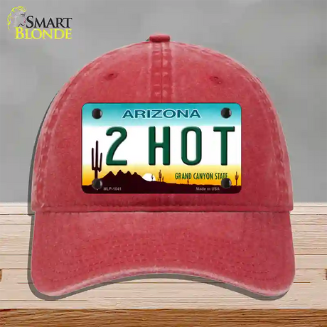 2 Hot Arizona Novelty License Plate Hat Unconstructed Cotton / Red