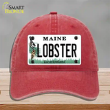 Lobster Maine Novelty License Plate Hat Unconstructed Cotton / Red