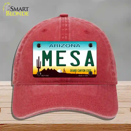 Mesa Arizona Novelty License Plate Hat Unconstructed Cotton / Red