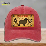 Australian Shepherd Novelty License Plate Hat Unconstructed Cotton / Red