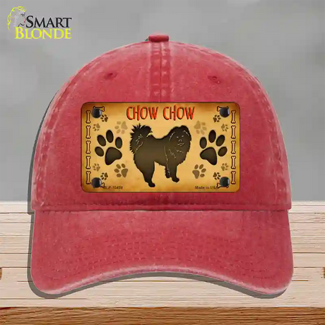 Chow Chow Novelty License Plate Hat Unconstructed Cotton / Red