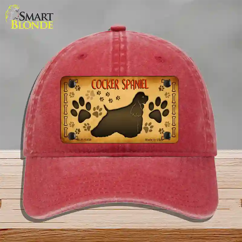 Cocker Spaniel Novelty License Plate Hat Unconstructed Cotton / Red