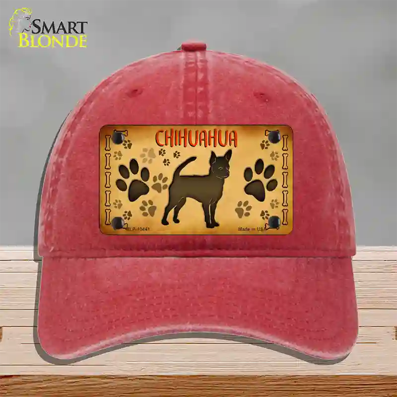 Chihuahua Novelty License Plate Hat Unconstructed Cotton / Red