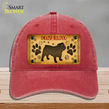 English Bulldog Novelty License Plate Hat Unconstructed Cotton / Red