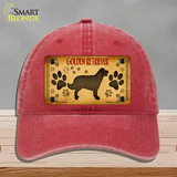 Golden Retriever Novelty License Plate Hat Unconstructed Cotton / Red