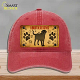 Labrador Retriever Novelty License Plate Hat Unconstructed Cotton / Red